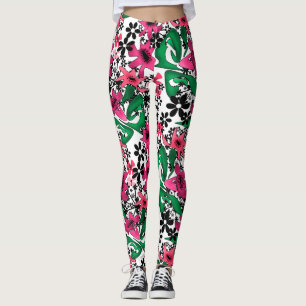 Sömlös abstrakt tecknad Söta blommor blommigt leav Leggings