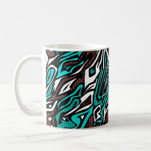 Sömlös abstrakt zebra hud läder modern blå b kaffemugg
