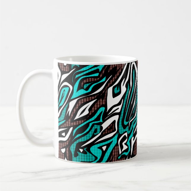 Sömlös abstrakt zebra hud läder modern blå b kaffemugg (Vänster)