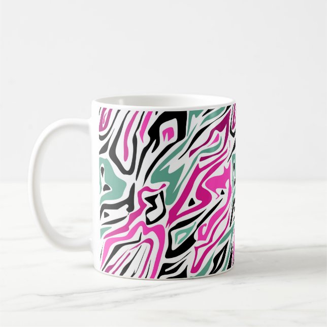 Sömlös abstrakt zebraskinn läder modern svart kaffemugg (Vänster)