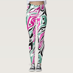 Sömlös abstrakt zebrskinn, modern svart läder leggings