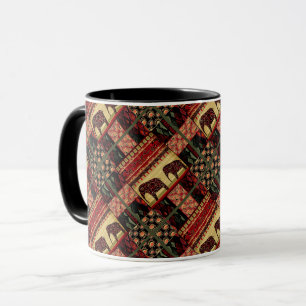 Sömlös afrikansk lapptäcke ornamental indisk elefa mugg