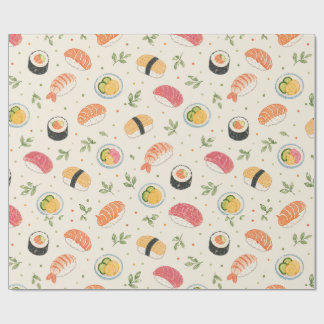 Sömlös akvarell sushi-mönster med nigiri-rulle presentpapper