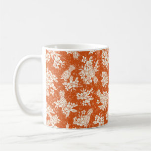Sömlös aloha mönster i hibiscus och ananas. kaffemugg