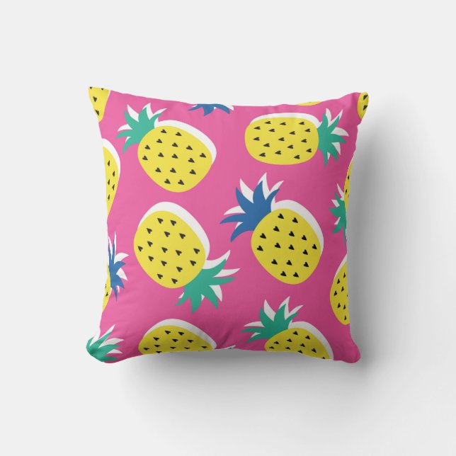  Sömlös ananas frukt, galna färg mönster. Ch Kudde (Framsida)