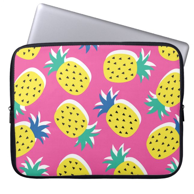  Sömlös ananas frukt, galna färg mönster. Ch Laptop Fodral (Framsidan)
