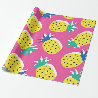 Sömlös ananas frukt, galna färg mönster. Ch Presentpapper