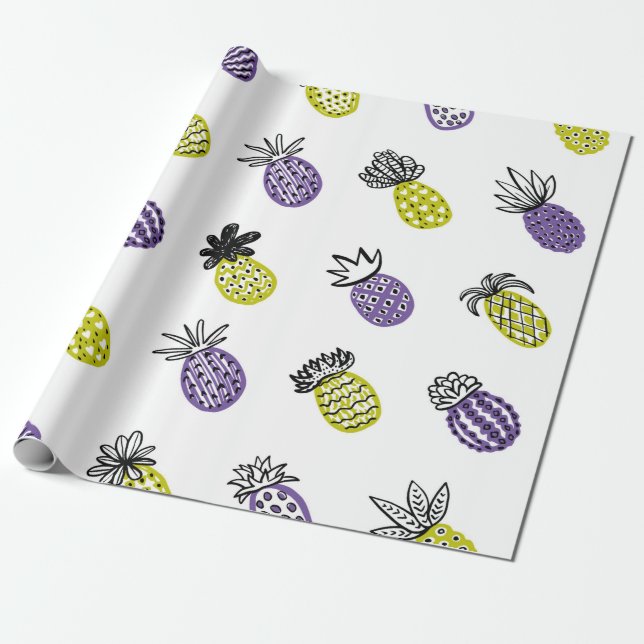 Sömlös ananas mönster presentpapper (Utrullad)