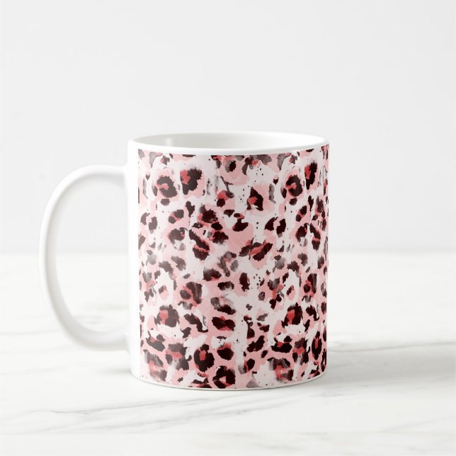 Sömlös ändlös Hand plockade Watercolor Leopard Ani Kaffemugg (Vänster)
