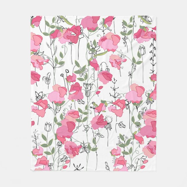 Sömlös årstid mönster med söt ärta. Oändlig Fleecefilt (Framsidan)