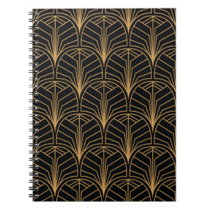 Sömlös Art Deco Mönster. Vintage minimalistiskt ba Anteckningsbok