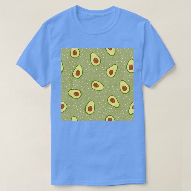 Sömlös avokado på gröntens prickade bakgrund t shirt (Design framsida)