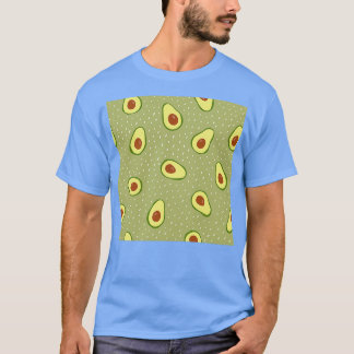 Sömlös avokado på gröntens prickade bakgrund t shirt
