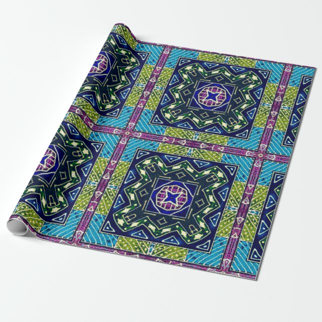 Sömlös Aztec Mönster. Ikat Chevron Trasa. Upprepa Presentpapper (Utrullad)