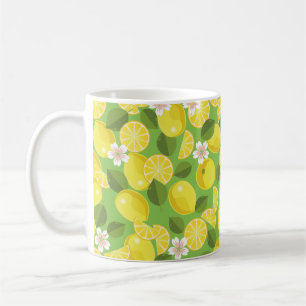 Sömlös bakgrund av citrusfrukter mönster kaffemugg