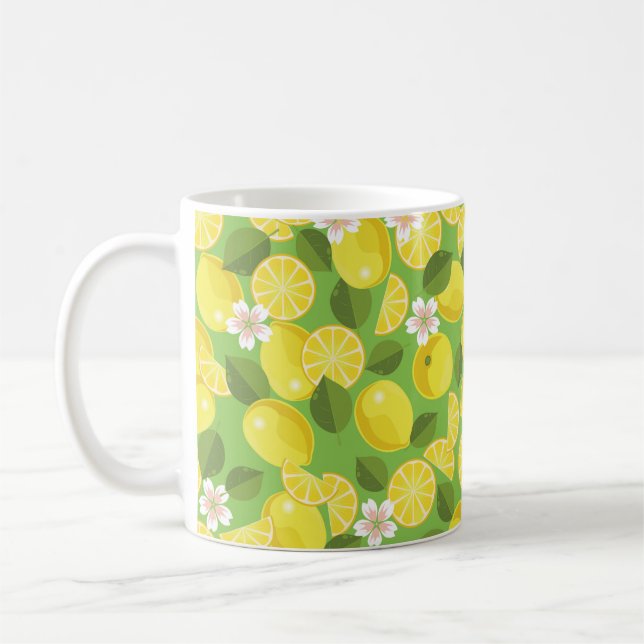 Sömlös bakgrund av citrusfrukter mönster kaffemugg (Vänster)