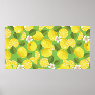 Sömlös bakgrund av citrusfrukter mönster poster