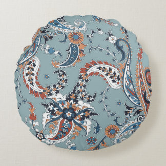Sömlös bakgrund av trendig med paisley i Indien  Rund Kudde