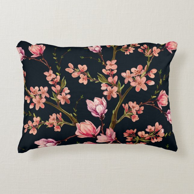 Sömlös bakgrund för blommönster med hand plockade prydnadskudde (Framsidan)