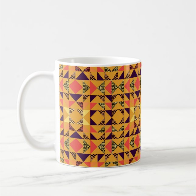 Sömlös bakgrund i abstrakten mönster med  med kaffemugg (Vänster)
