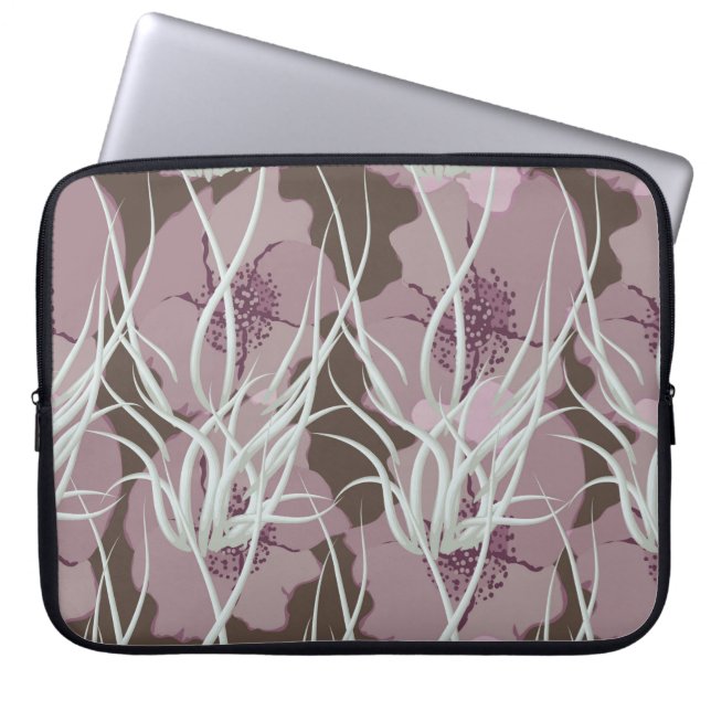 Sömlös bakgrund i blommigten, sömlös mönster, laptop fodral (Framsidan)