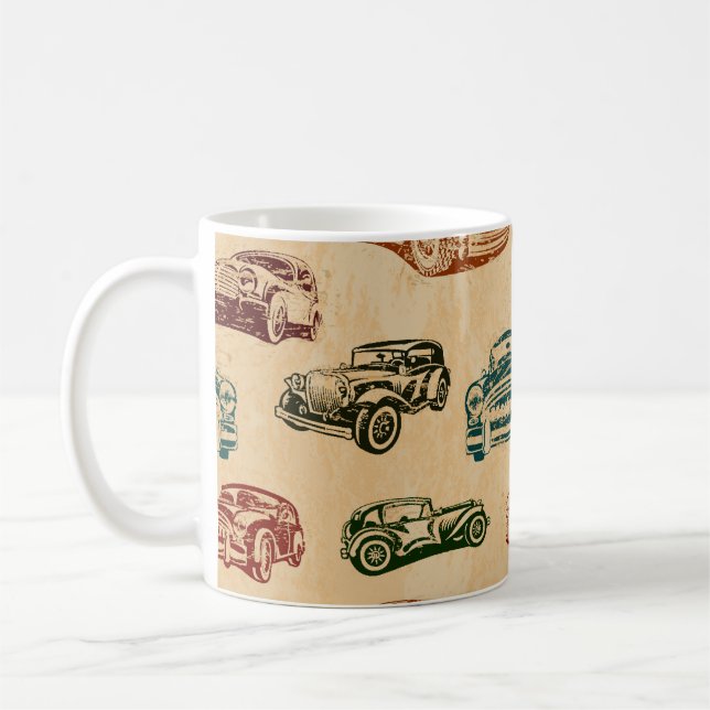 Sömlös bakgrund i vintage bil. kaffemugg (Vänster)