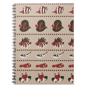 Sömlös bakgrund med marint liv - krabba och di anteckningsbok