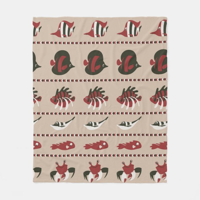 Sömlös bakgrund med marint liv - krabba och di fleecefilt (Framsidan)