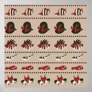 Sömlös bakgrund med marint liv - krabba och di poster