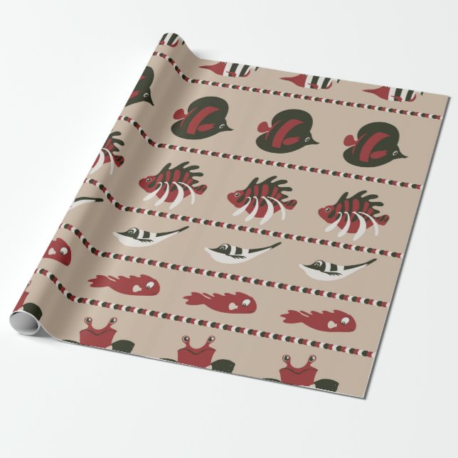 Sömlös bakgrund med marint liv - krabba och di presentpapper (Utrullad)