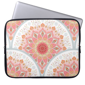 Sömlös bakgrund med runt ornament. Orienta Laptop Fodral