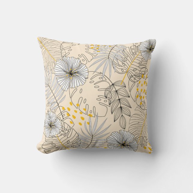 Sömlös bakgrund med växter, löv och blommor kudde (Framsida)