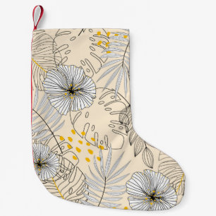 Sömlös bakgrund med växter, löv och blommor liten julstrumpa