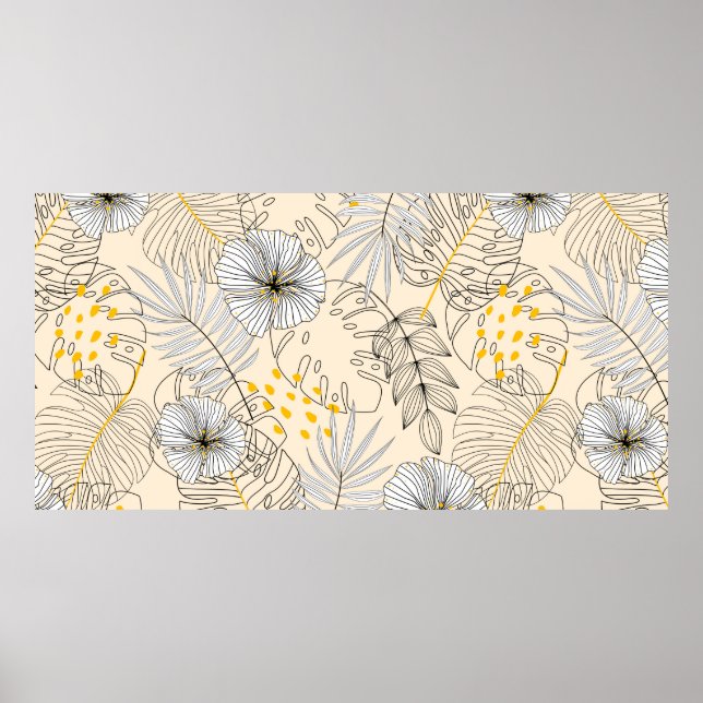 Sömlös bakgrund med växter, löv och blommor poster (Framsidan)