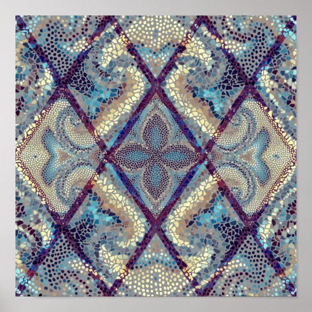 Sömlös bakgrund mönster. Mosaic art mönster Poster (Framsidan)