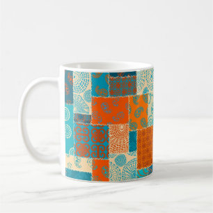 Sömlös bakgrund mönster. Patchwork mönster in in Kaffemugg