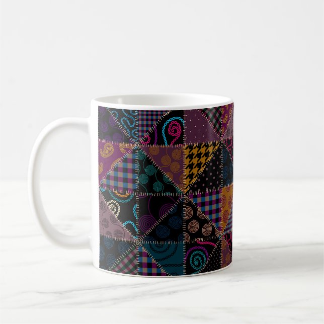 Sömlös bakgrund mönster. Patchwork mönster. VI Kaffemugg (Vänster)