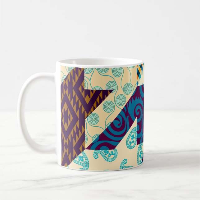 Sömlös bakgrund mönster. Patchwork mönster. VI Kaffemugg (Vänster)