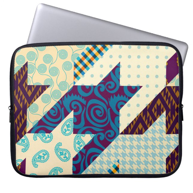 Sömlös bakgrund mönster. Patchwork mönster. VI Laptop Fodral (Framsidan)
