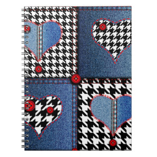 Sömlös bakgrund mönster. Patchwork of denim fa Anteckningsbok