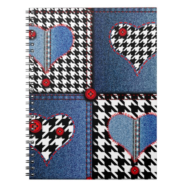 Sömlös bakgrund mönster. Patchwork of denim fa Anteckningsbok (Framsidan)