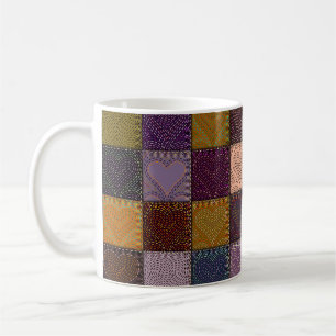 Sömlös bakgrund mönster. Patchwork with em Kaffemugg