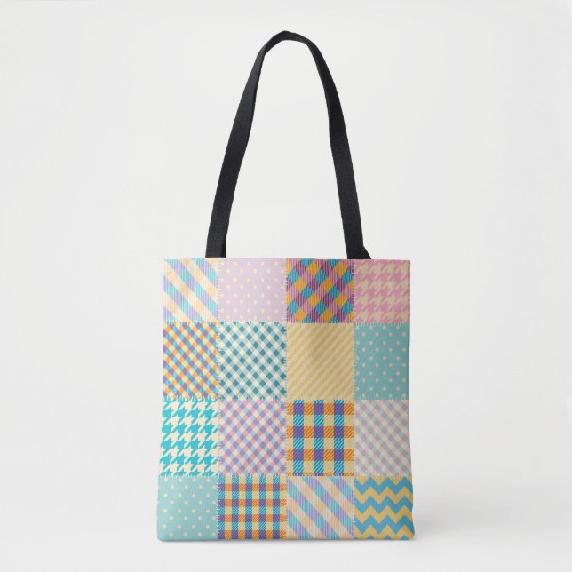 Sömlös bakgrund mönster. Textilpatchwork pat Tygkasse (Framsida)