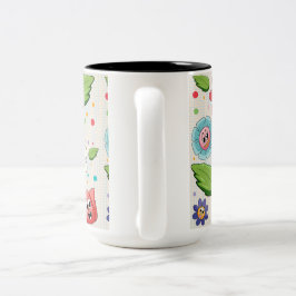Sömlös bakgrundsdesign med färgglada blommor Två-Tonad mugg