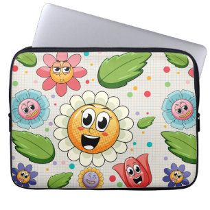 Sömlös bakgrundsdesign med färgstarka blommor laptop fodral
