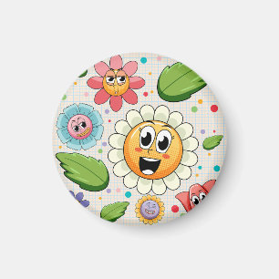 Sömlös bakgrundsdesign med färgstarka blommor magnet