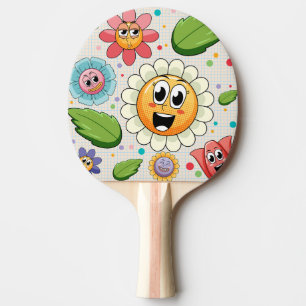 Sömlös bakgrundsdesign med färgstarka blommor pingisracket