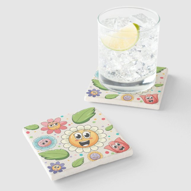 Sömlös bakgrundsdesign med färgstarka blommor stenunderlägg (Sidan)