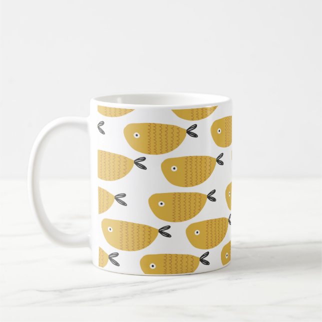 Sömlös barnslig mönster med roliga fiskar. Creat Kaffemugg (Vänster)