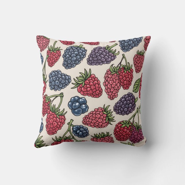 Sömlös Berry Mönster Throw Cushion Kudde (Baksida)